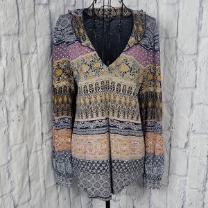 Lucky Brand‎ Boho Multicolor V-Neck Blouse